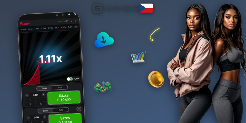 Graf multiplikátoru Aviatoru s ikonami zodpovědné hry online ve Weiss Casino
