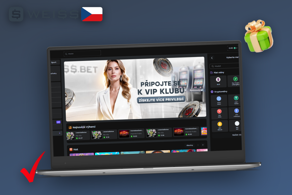 Hráč vybírá správnou metodu vkladu v pokladně Weiss Casino na notebooku